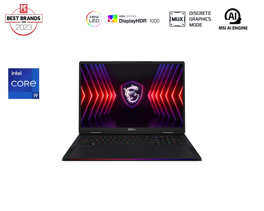 MSI Raider 18 HX is MSI's 2024 latest lineup of gaming laptop. A brand new all new refresh design equipped with intel HX processor, NVIDIA RTX 40 series laptop gpu and AI built-in. cutting-edge specifications, it delivers immense gaming power that is sure to boost your potential at light speed.