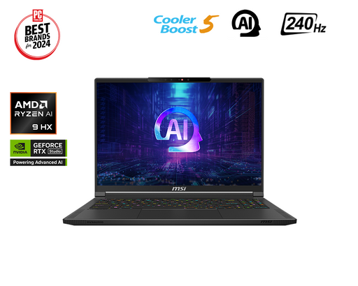 The Stealth A16 AI+ is MSI's first AMD-powered AI laptop featuring Microsoft CoPilot. Equipped with the AMD Ryzen AI 300 series and an NVIDIA RTX 4070 Laptop GPU, this machine delivers an immersive performance boost with its integrated NPU, making it perfect for high-demand tasks and next-gen gaming.